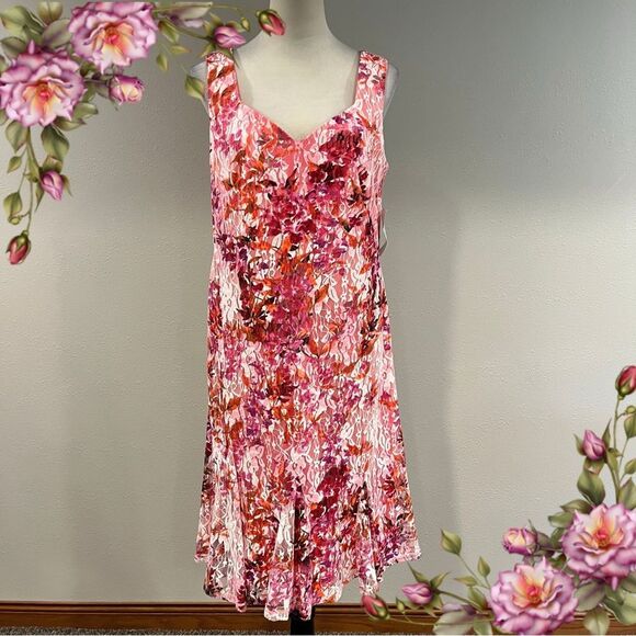 Floral Pink Sleeveless midi Dress size 12 - Picture 1 of 13